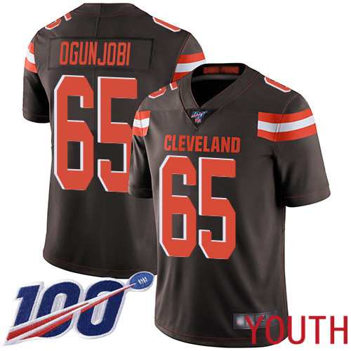 Cleveland Browns Larry Ogunjobi Youth Brown Limited Jersey 65 NFL Football Home 100th Season Vapor Untouchable